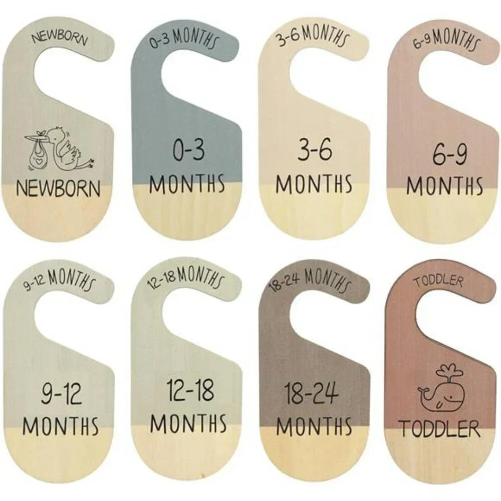 Baby closet dividers wooden size labels nursery clothes organizer newborn toddle